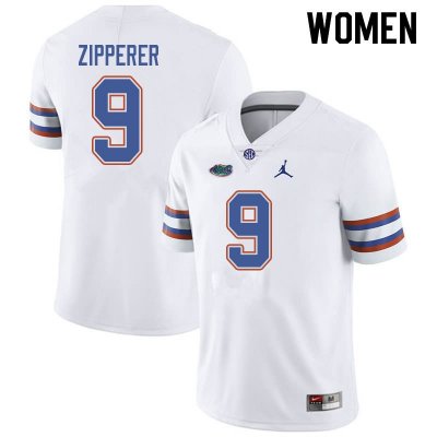 Women's Florida Gators #9 Keon Zipperer NCAA Jordan Brand White Authentic Stitched College Football Jersey DPT5762AB